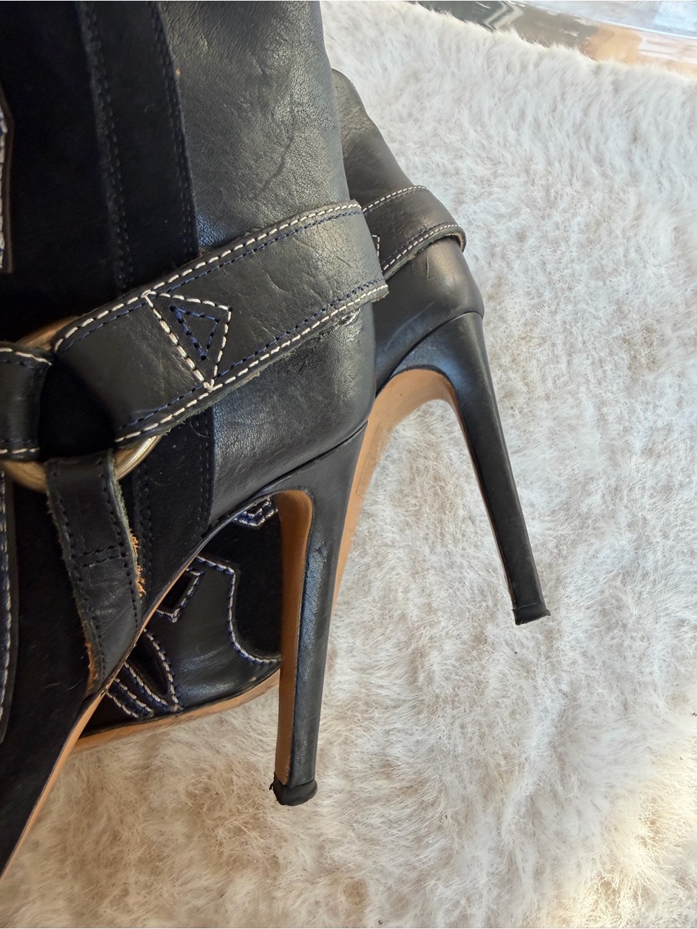 Isabel Marant Suede Embroidered Pointed-Toe Western Ankle Boots - Picture 7 of 7